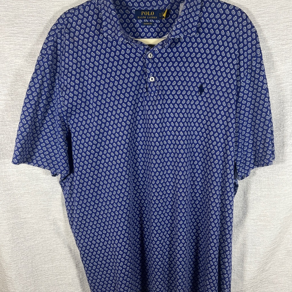 Polo Ralph Lauren Navy Patterned Polo Shirt